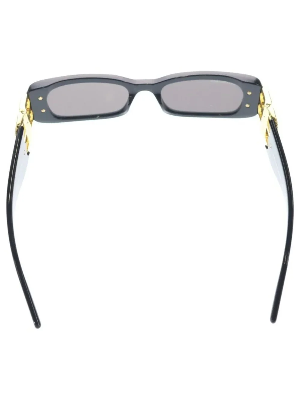 Balenciaga Dynasty Rectangle BB Logo Sunglasses Eyewear Black Gold